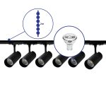 Set completo 1-Fase Rail 2 Metro Nero | incl. 6x Faretti + GU10 2700K 3W Dimmerabile + Tappo Di Chiusura, Connettore di Alimentazione e I-Connettore