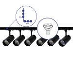 Set completo 1-Fase Rail L 1 x 2 Metro Nero | incl. 6x Faretti + GU10 2700K 3W Dimmerabile + Tappo Di Chiusura, Connettore di Alimentazione e L -Connettore